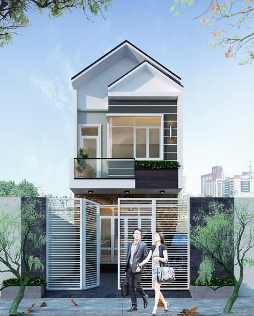 Phối cảnh 3D mẫu nhà ống hiện đại