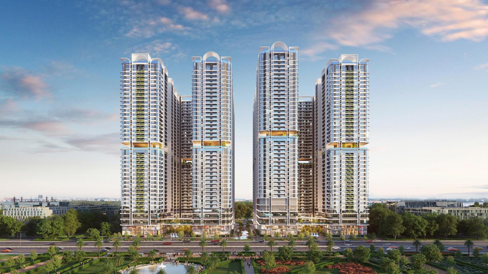 Phối cảnh dự án Astral City gồm nhiều khu nhà cao tầng.