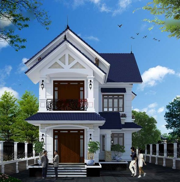 Phối cảnh 3D mẫu nhà chữ L 2 tầng