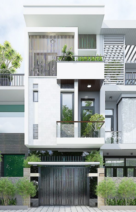 Phối cảnh 3D mẫu nh&agrave; phố hiện đại đ&atilde; được ho&agrave;n thiện chỉn chu.