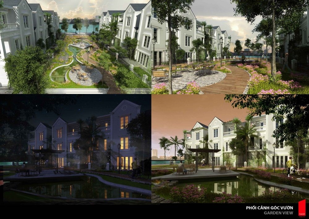 Phối cảnh s&acirc;n vườn xanh m&aacute;t tại dự &aacute;n