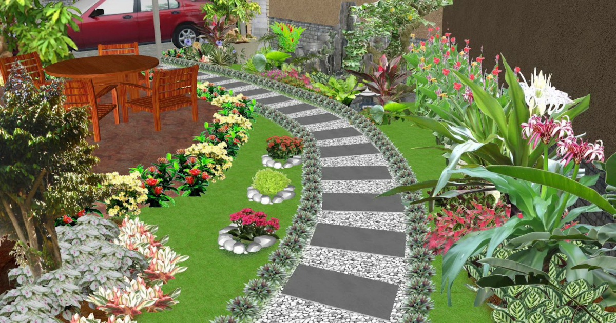 Lối đi uốn lượn tạo điểm nhấn mềm mại cho tiểu cảnh sân vườn.