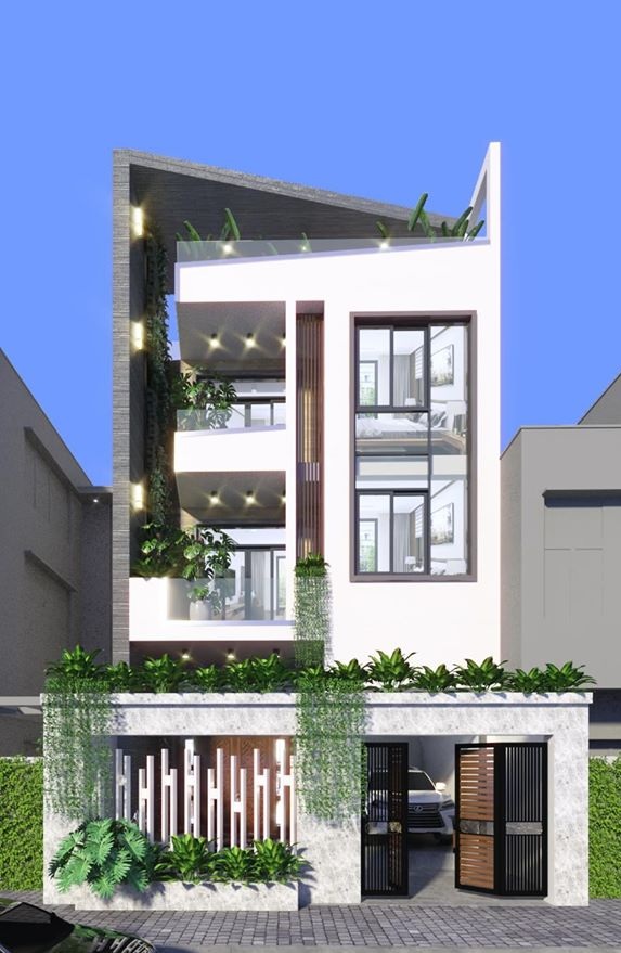Thiết kế mặt tiền nh&agrave; phố kh&ocirc;ng c&oacute; ban c&ocirc;ng 3
