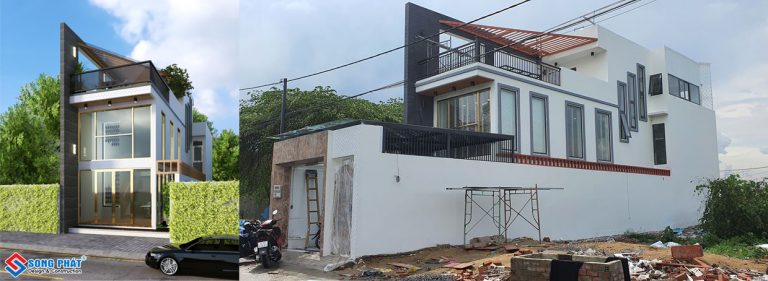 Thiết kế mặt tiền nh&agrave; phố kh&ocirc;ng c&oacute; ban c&ocirc;ng 4