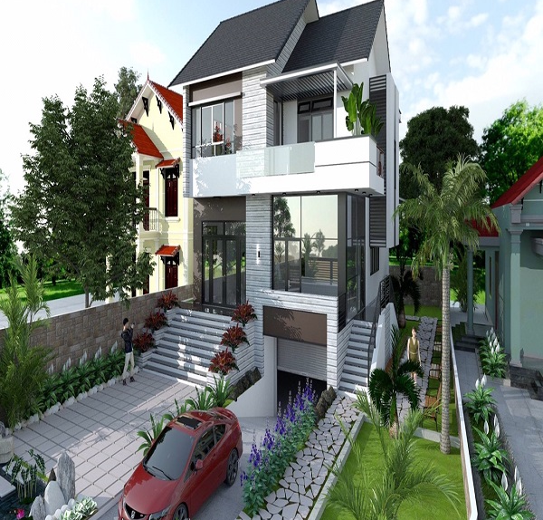 mẫu nhà phố có thiết kế tầng hầm 