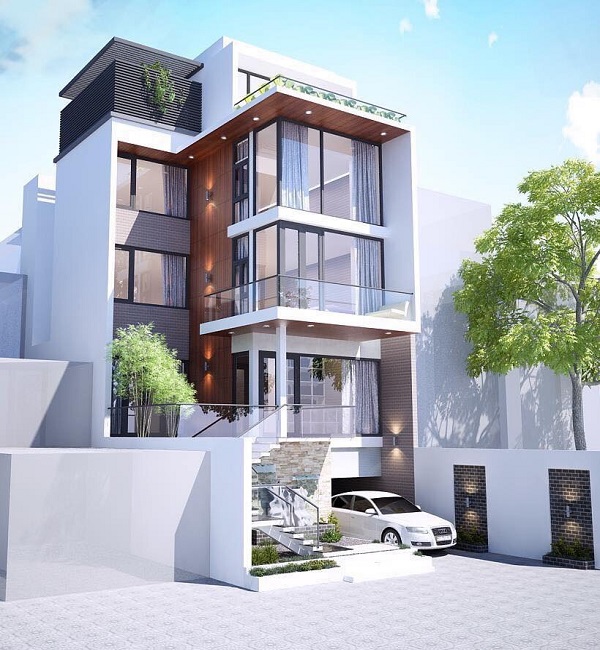 mẫu nhà phố đẹp có tầng hầm