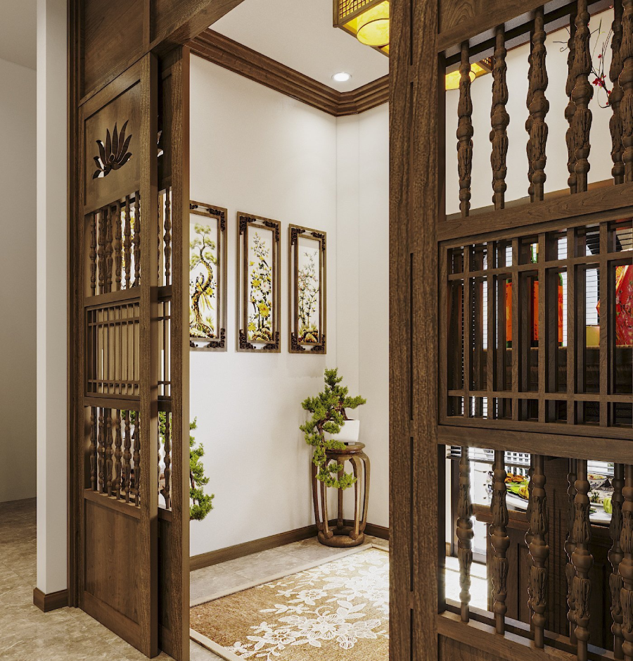 hình ảnh cận cảnh cửa vào phòng thờ