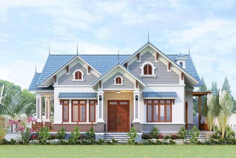 hình ảnh phối cảnh 3D mẫu nhà vườn 1 tầng hiện đại