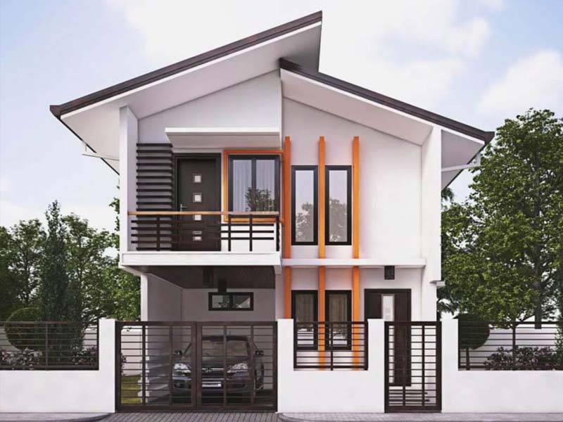 nhà phố 2 tầng mái lệch