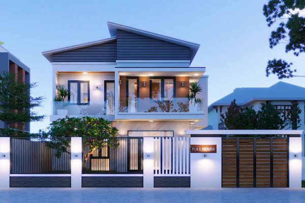 nhà phố mái lệch