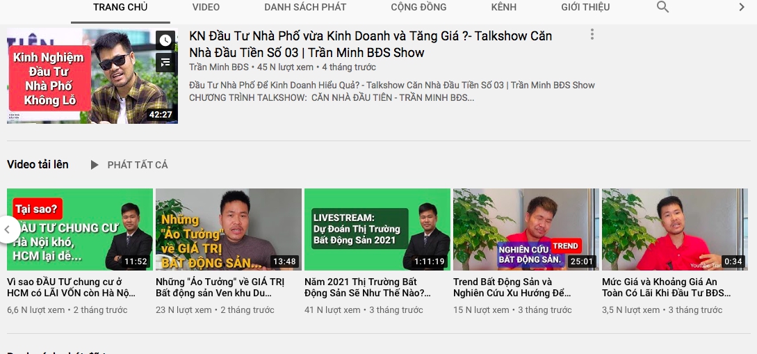 hình ảnh kênh youtube Trần Minh BĐS