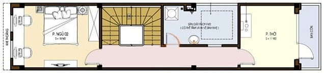 Mặt bằng bố tr&iacute; nội thất tầng 3 nh&agrave; ống