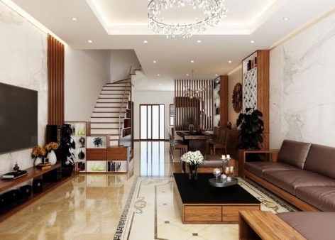 Ph&ograve;ng kh&aacute;ch nh&agrave; ống được thiết kế li&ecirc;n th&ocirc;ng với kh&ocirc;ng gian bếp nấu v&agrave; ph&ograve;ng ăn b&ecirc;n trong tạo cảm gi&aacute;c tho&aacute;ng rộng, tr&agrave;n ngập &aacute;nh s&aacute;ng tự nhi&ecirc;n.