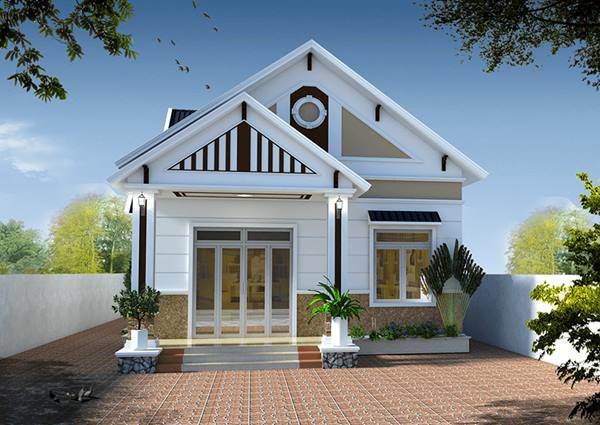 Phối cảnh 3D mẫu nh&agrave; vườn 1 tầng hiện đại