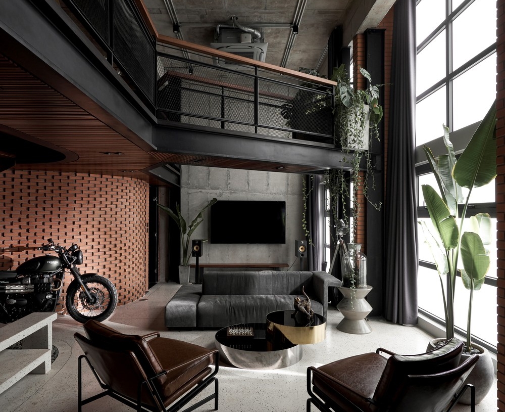 Căn hộ penthouse được thiết kế theo phong c&aacute;ch c&ocirc;ng nghiệp vừa sang trọng, vừa c&aacute; t&iacute;nh. 