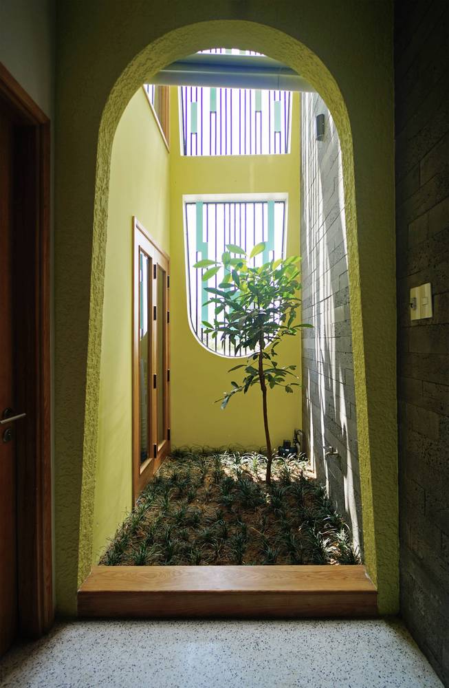 S&acirc;n vườn mini được bố tr&iacute; xen kẽ v&agrave;o c&aacute;c kh&ocirc;ng gian chức năng.