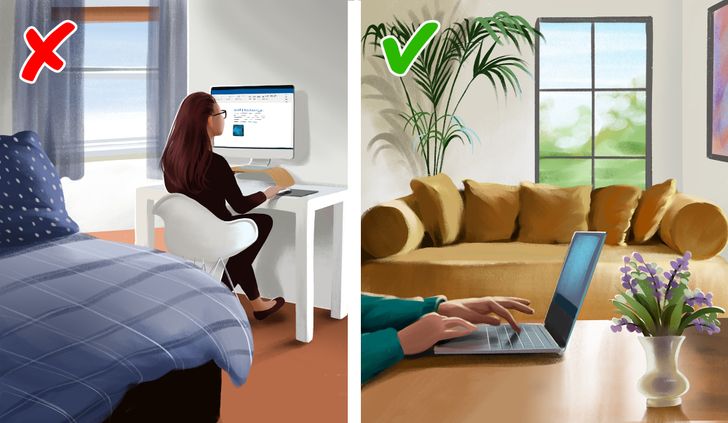 hình ảnh minh họa cho việc đặt bàn làm việc trong phòng ngủ
