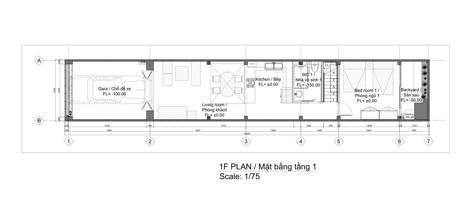Mặt bằng tầng 1 nhà phố Sài Gòn Mặt bằng tầng 1 nhà phố Sài Gòn