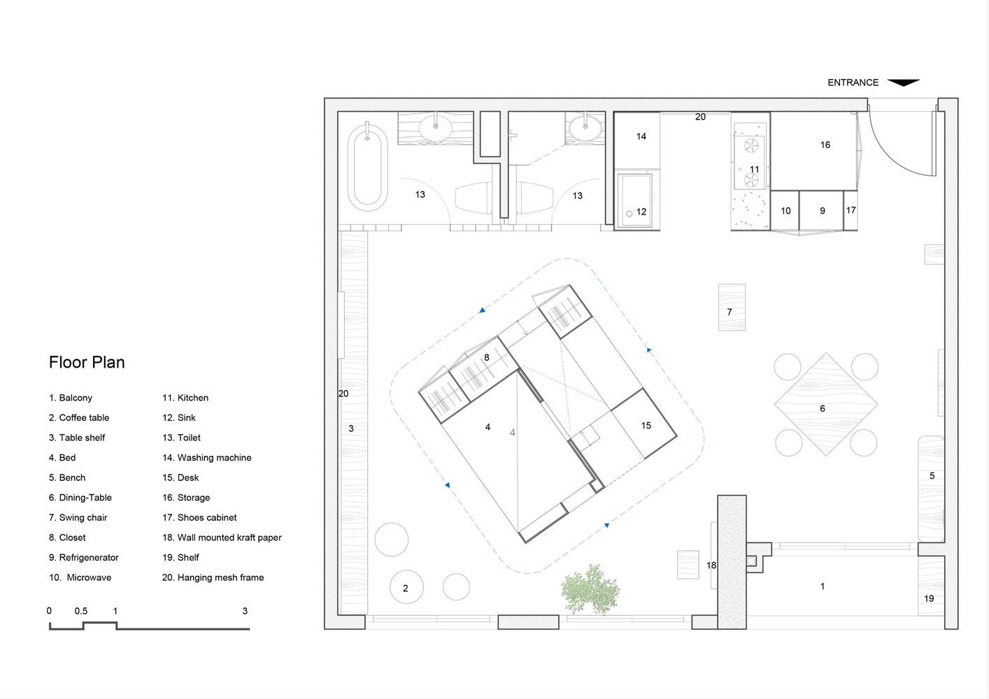 Mặt bằng căn hộ 68m2