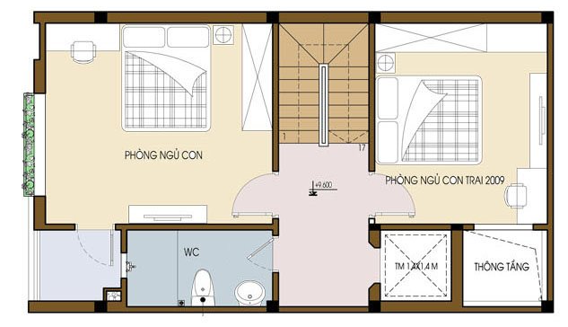 Mặt bằng bố trí nội thất tầng 4 nhà phố