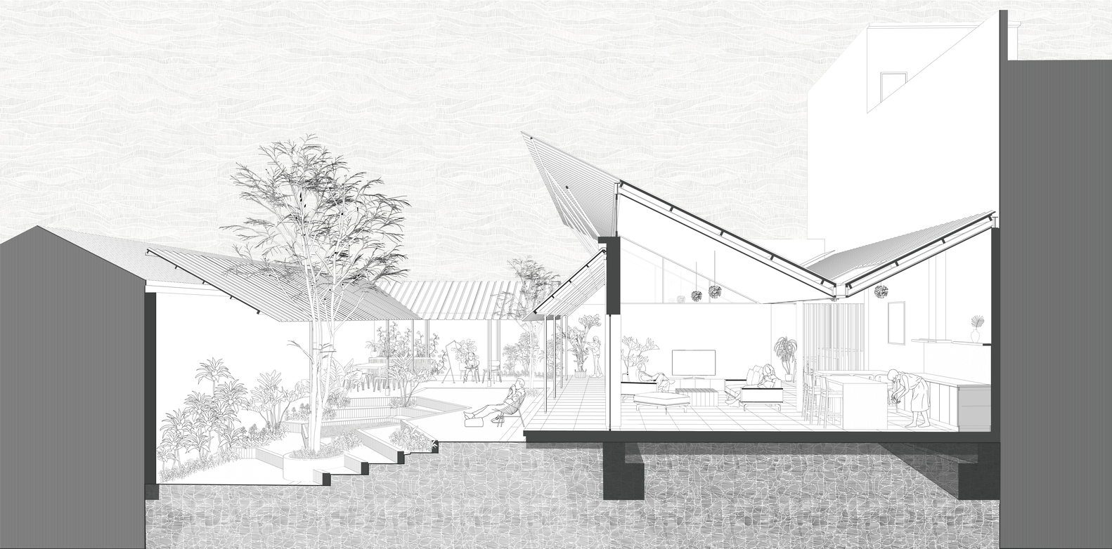 Phối cảnh mặt cắt kiến tr&uacute;c ng&ocirc;i nh&agrave;