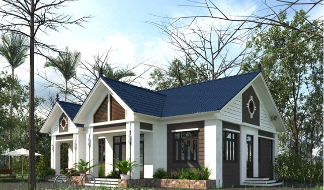 Mẫu biệt thự đẹp 1 tầng đơn giản, mái Thái gần gũi.
