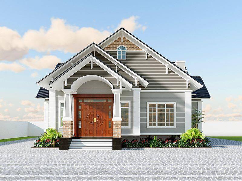 Phối cảnh 3D mẫu nh&agrave; cấp 4 m&aacute;i Th&aacute;i