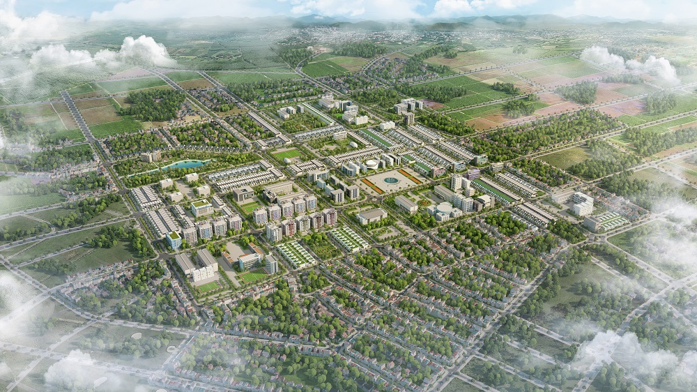 phối cảnh dự &aacute;n nhiều c&ocirc;ng tr&igrave;nh v&agrave; c&acirc;y cối
