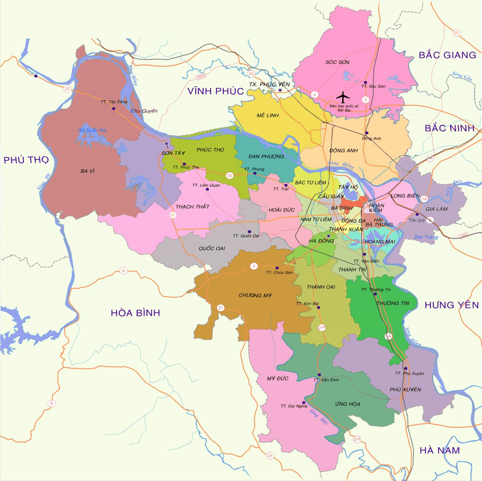 bản đồ H&agrave; Nội