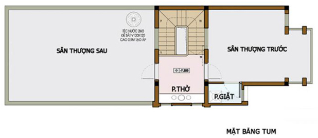 Mặt bằng thiết kế c&aacute;c tầng nh&agrave; ống 2 tầng 1 tum