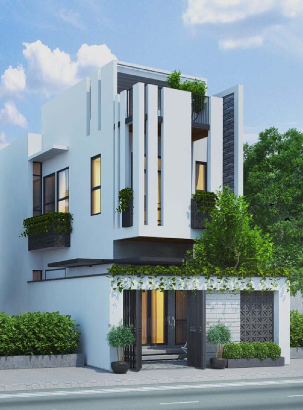 Mẫu nh&agrave; ống với kiến tr&uacute;c ngoại thất ấn tượng