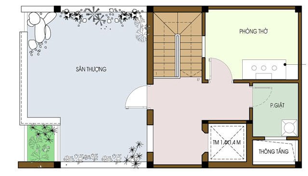 Bản vẽ nh&agrave; ống kết hợp kinh doanh 4 tầng 1 tum