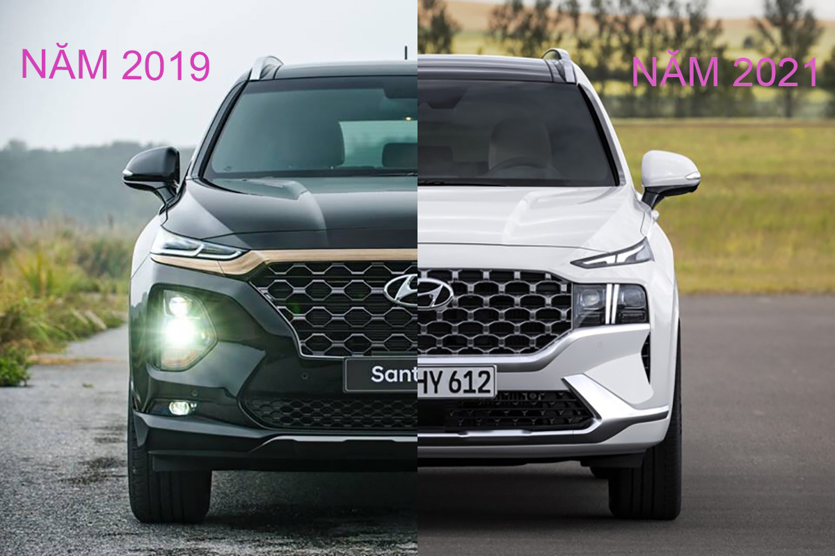 Phi&ecirc;n bản facelift của Hyundai Santa Fe thế hệ 2019 v&agrave; 2021.