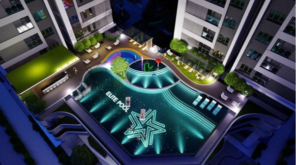 khoảng không gian giữa các toà nhà cao tầng