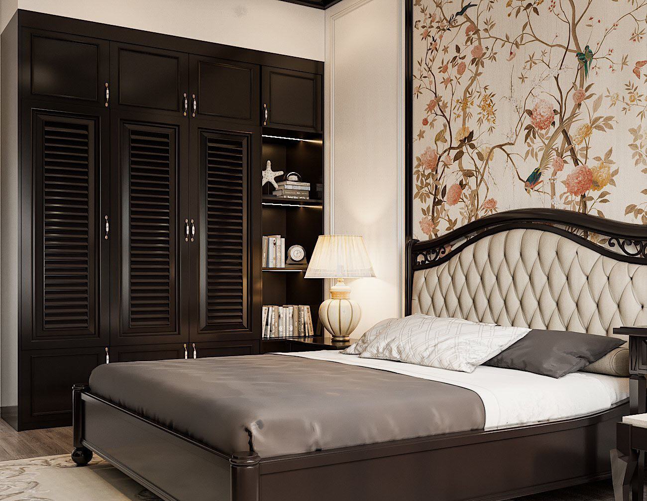 Tủ quần &aacute;o thiết kế kiểu cao kịch trần gi&uacute;p tận dụng tối đa chiều cao kh&ocirc;ng gian, mang đến kh&ocirc;ng gian lưu trữ thoải m&aacute;i cho gia chủ.