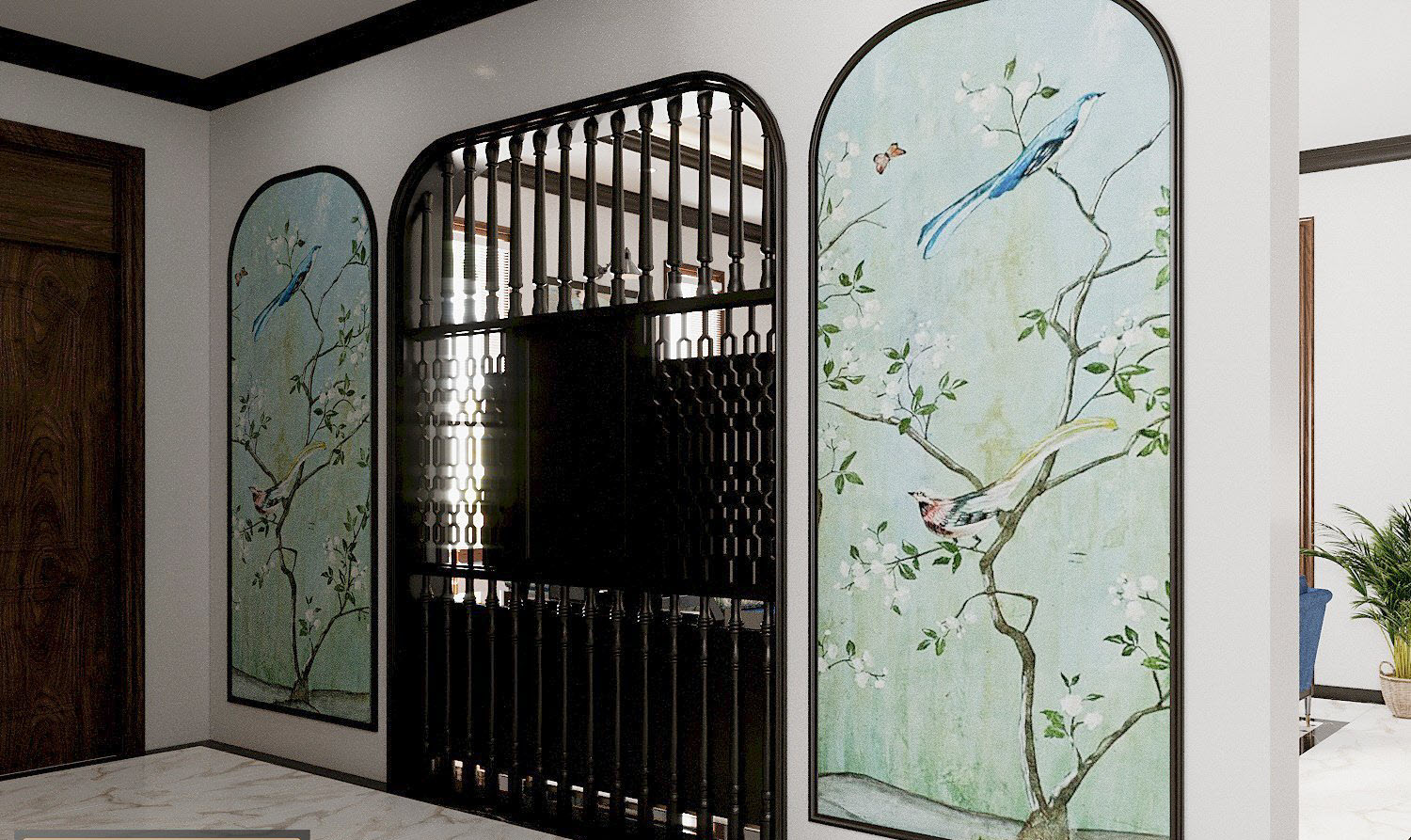 Mặt sau của khối v&ograve;m decor với họa tiết m&ugrave;a xu&acirc;n tươi s&aacute;ng, sinh động, tr&agrave;n đầy sức sống.