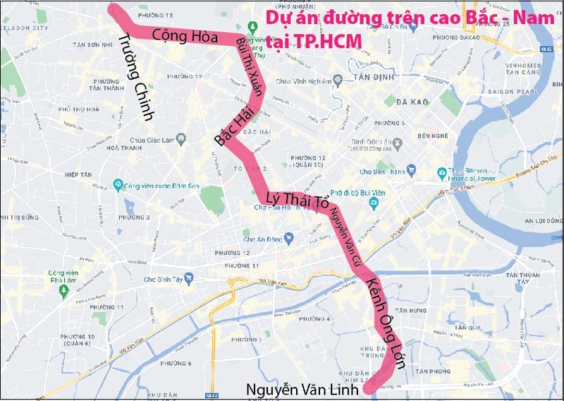 sơ đồ đ&aacute;nh dấu hướng tuyến của tuyến cao tốc