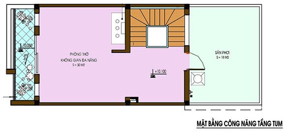 Mặt bằng tầng tum nhà ống