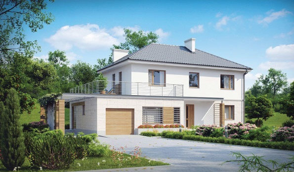 Mẫu biệt thự sân vườn đẹp với mặt tiền trang nhã nhờ kết hợp ăn ý giữa sơn tường màu trắng và chất liệu gỗ tự nhiên mộc mạc.