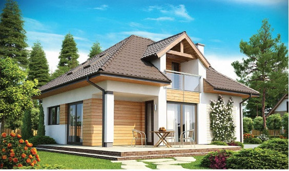 Phần mái Thái cách điệu tạo điểm nhấn cực bắt mắt cho mẫu biệt thự 1 trệt, 1 lửng này. Mặt tiền công trình đơn giản mà sang trọng với sự kết hợp hài hòa giữa hai vật liệu gỗ - kính.