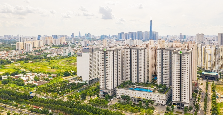 h&igrave;nh ảnh một g&oacute;c TP.HCM với c&aacute;c t&ograve;a chung cư cao tầng
