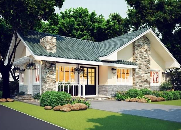 Phối cảnh 3D mẫu nh&agrave; đẹp m&aacute;i Th&aacute;i đang rất được ưa chuộng