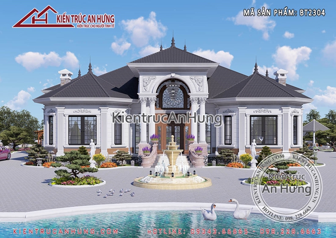 ng&ocirc;i nh&agrave;, hồ nước, c&acirc;y cối v&agrave; s&acirc;n