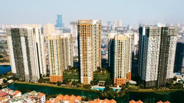 hình ảnh cận cảnh các tòa nhà chung cư đã hoàn thiện và đi vào sử dụng
