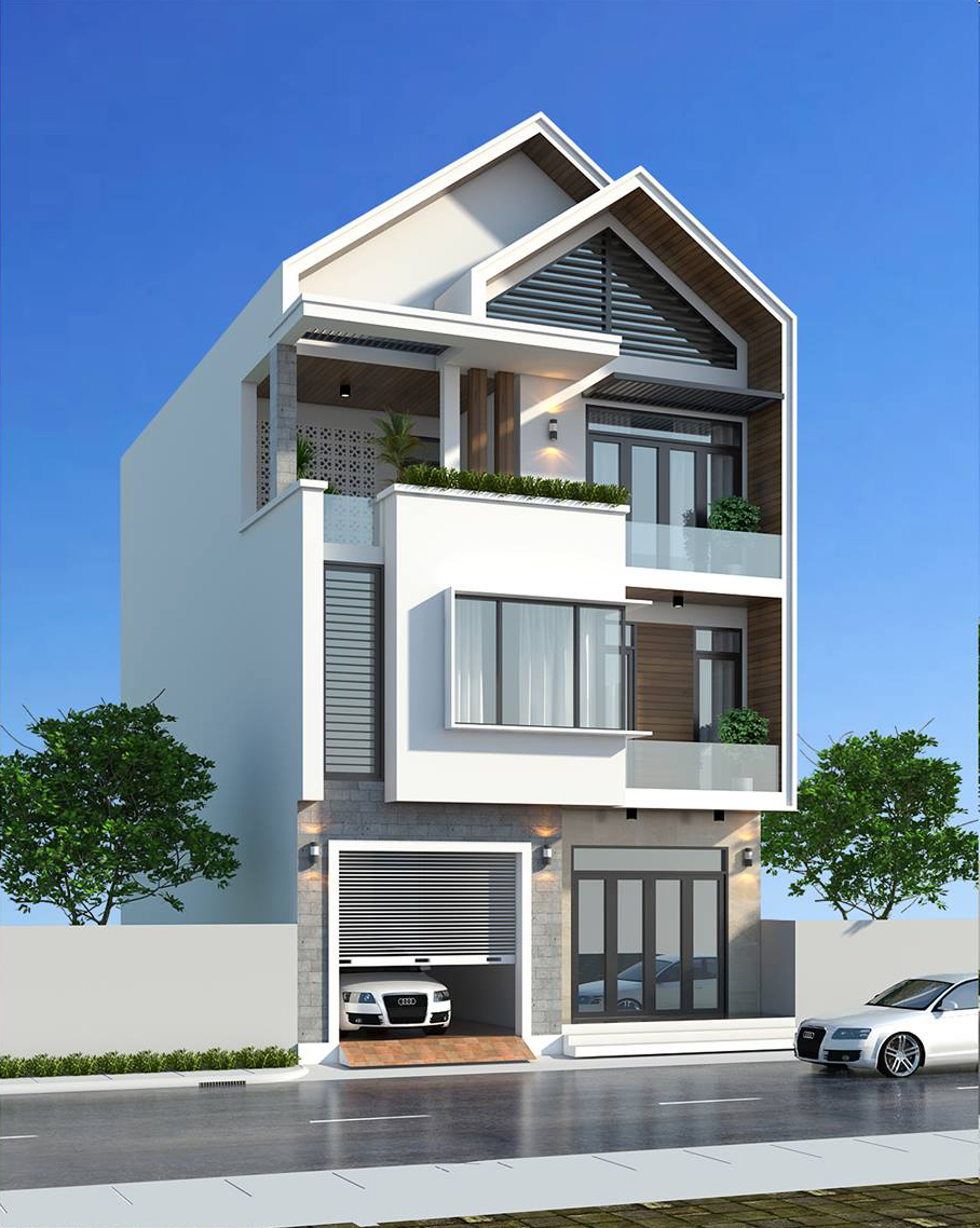 Nh&agrave; phố kết hợp kinh doanh với mặt tiền đơn giản, sang trọng. Tận dụng lợi thế mặt tiền, kiến tr&uacute;c sư bố tr&iacute; gara b&ecirc;n h&ocirc;ng nh&agrave;, cạnh kh&ocirc;ng gian kinh doanh tầng trệt.