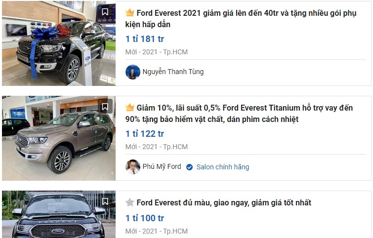 Ford Everest Titanium 4x2 AT và Sport cũng được đại lý chào bán với mức giảm từ 40 - 60 triệu đồng. 1