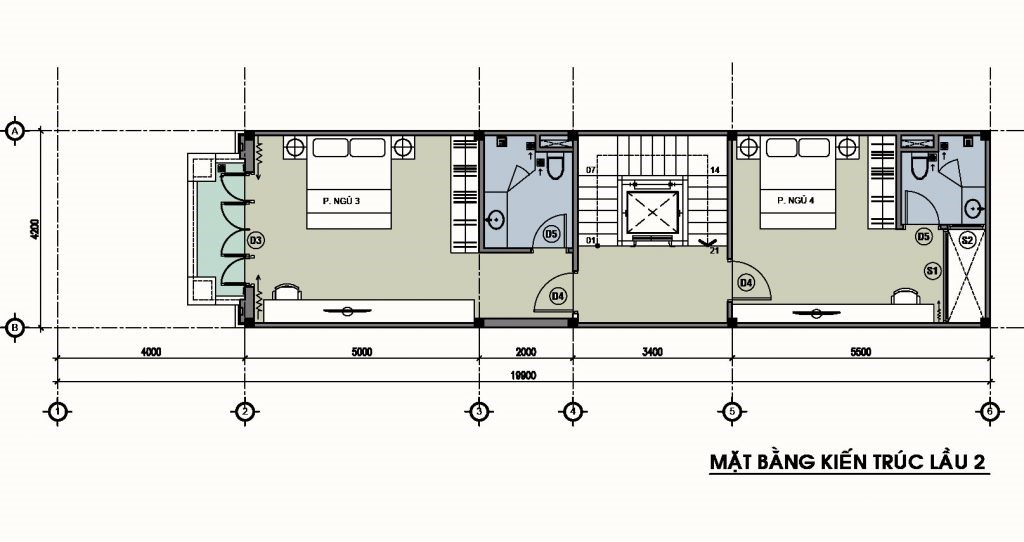 Mặt bằng bố trí nội thất tầng 3 nhà ống