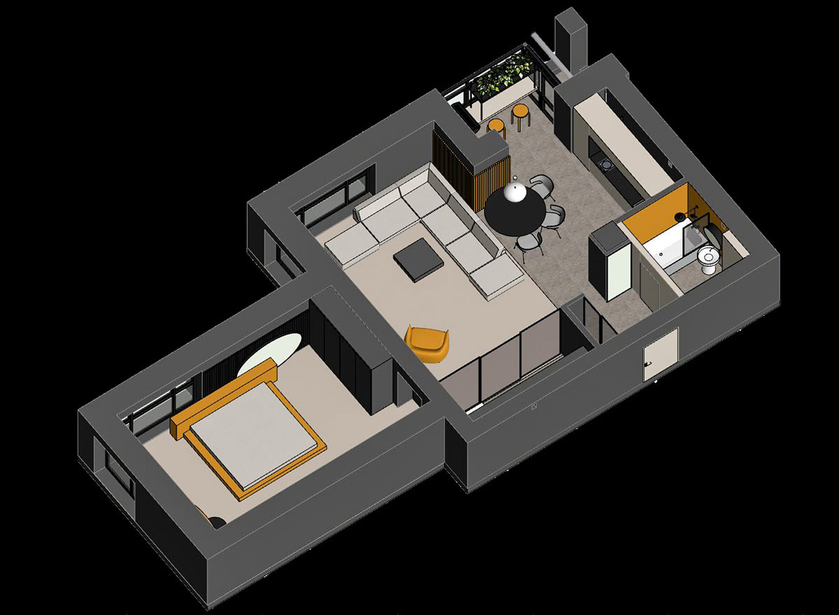 Phối cảnh mặt bằng thiết kế nội thất chung cư 70m2