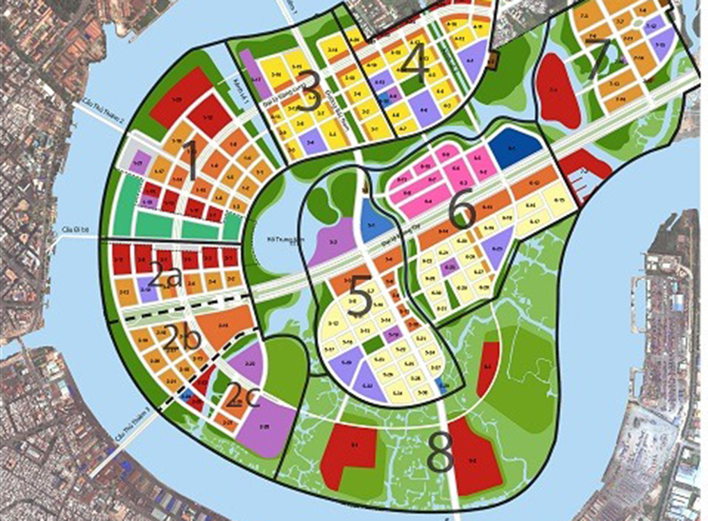 bản đồ c&aacute;c khu chức năng trong Khu đ&ocirc; thị mới Thủ Thi&ecirc;m