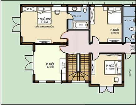 Mặt bằng bố tr&iacute; nội thất tầng 2 biệt thự